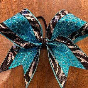 Blue Zebra Cheerleading Bow